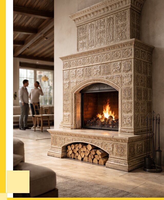 Купить изразцовый камин в Феодосии от 253950 р. | ЭриданФдс