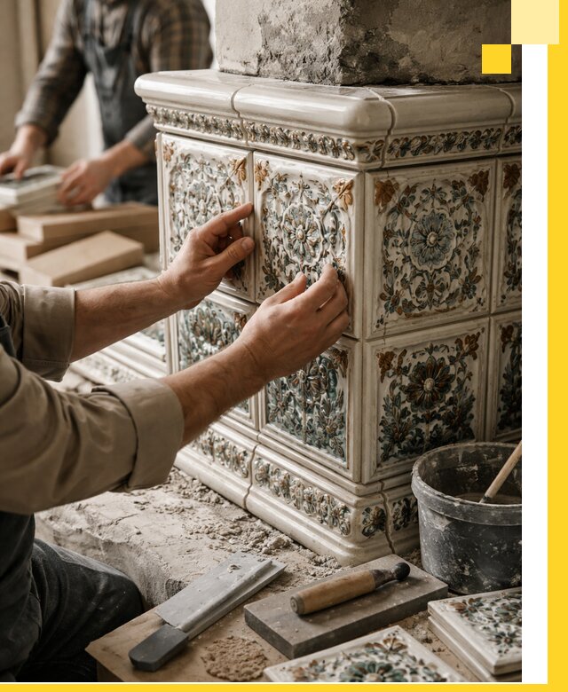 Изразцовые камины под ключ в Феодосии: проект и монтаж