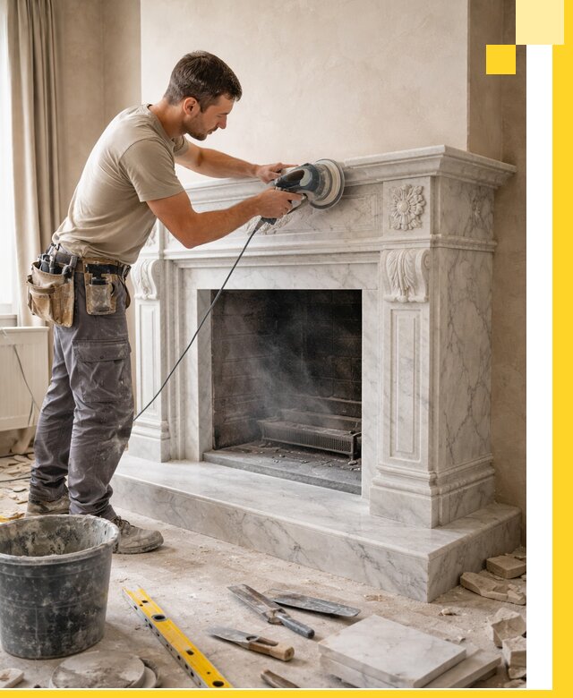 Изготовление и установка мраморных каминов в Феодосии под ключ