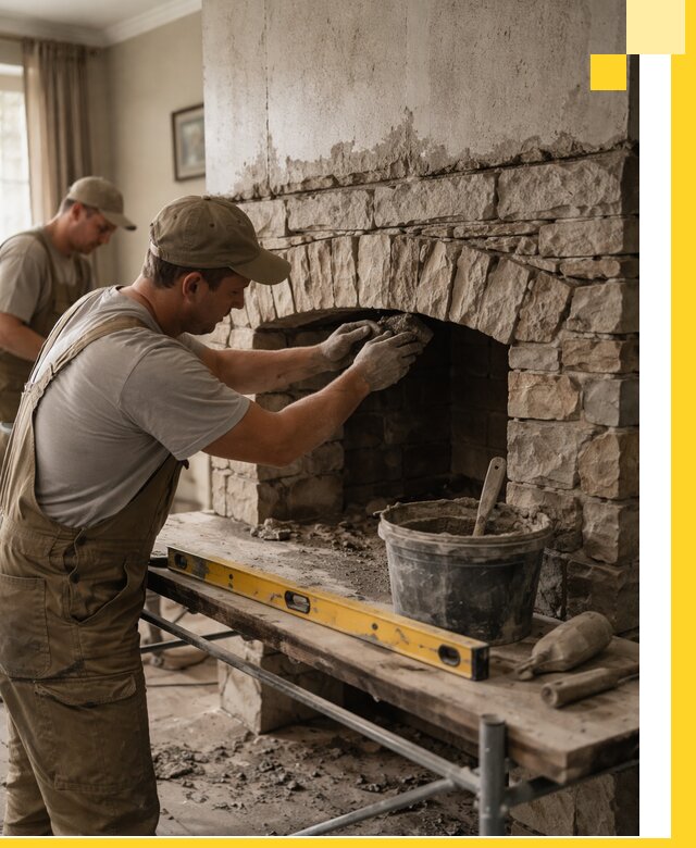 Изготовление каминов под ключ в Феодосии, монтаж и отделка