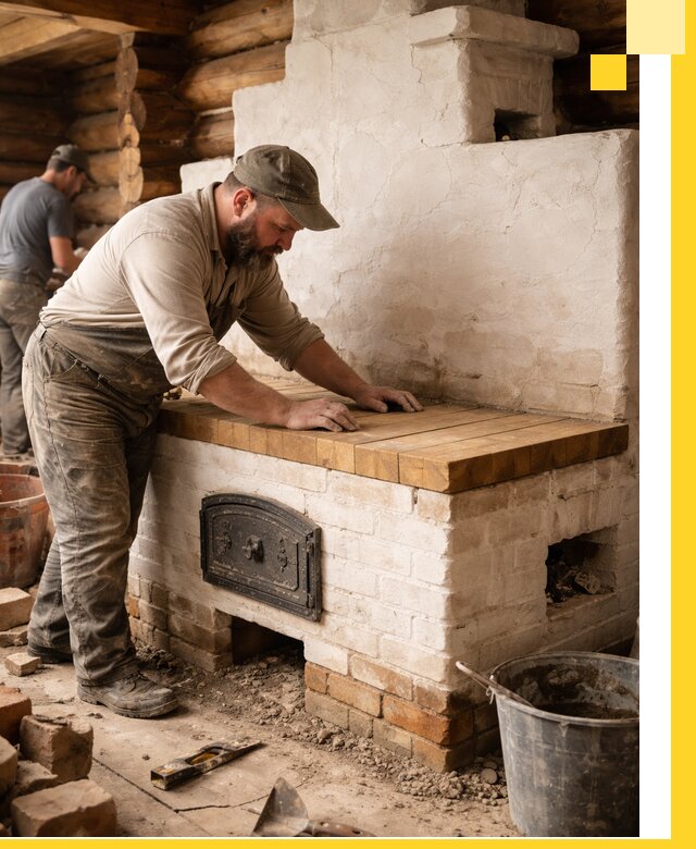 Проектирование и установка русской печи с лежанкой в Феодосии