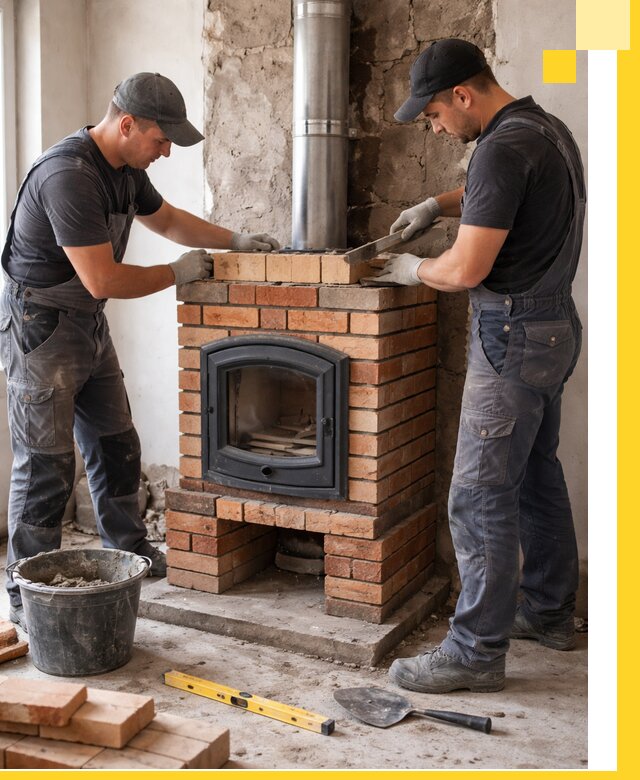 Монтаж печи камина под ключ в Феодосии с гарантией и пусконаладкой