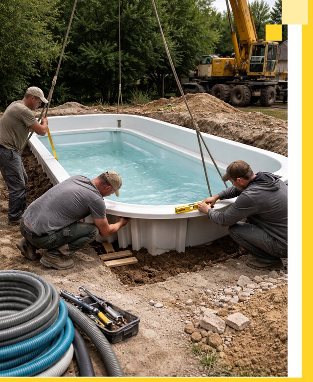 Установка и монтаж композитных бассейнов под ключ в Феодосии