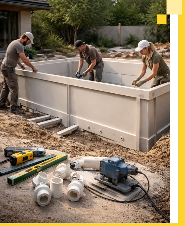 Установка полипропиленовых бассейнов под ключ в Феодосии