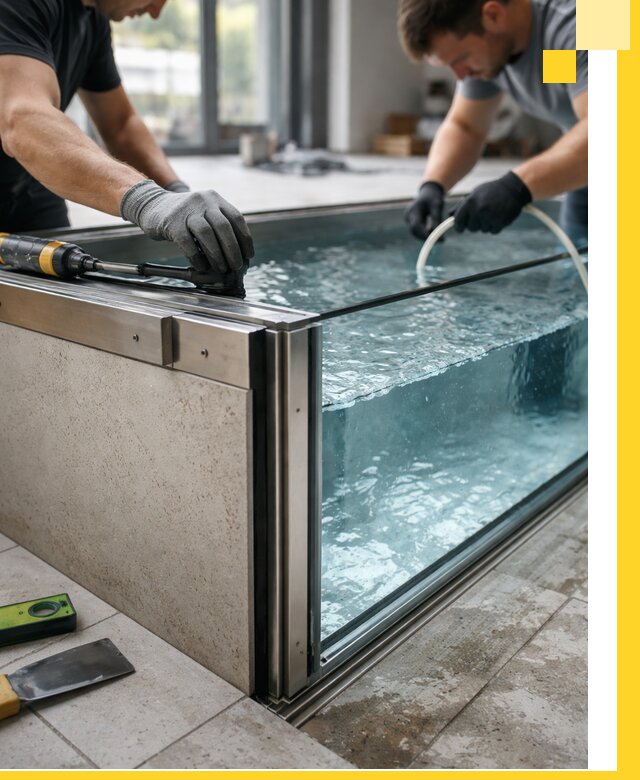 Проектирование и монтаж стеклянных бассейнов в Феодосии