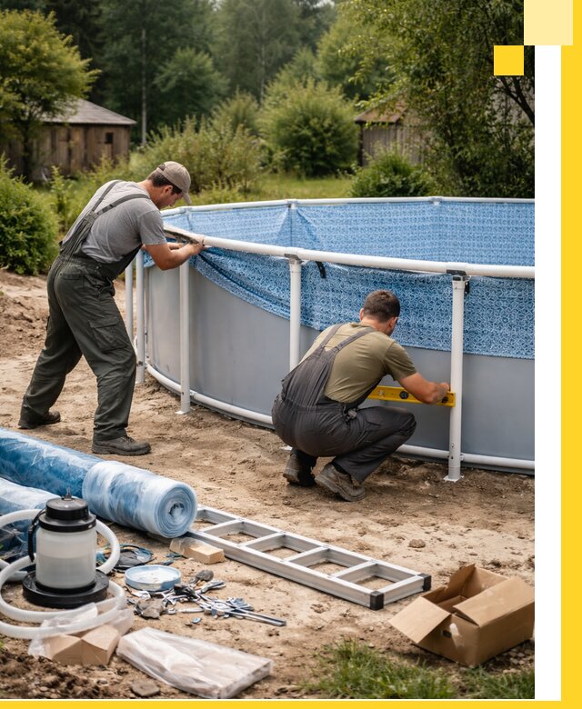 Установка и монтаж каркасных бассейнов в Феодосии под ключ