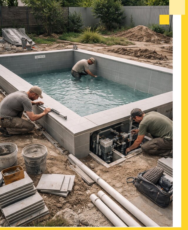 Строительство и монтаж бассейнов для дачи под ключ в Феодосии