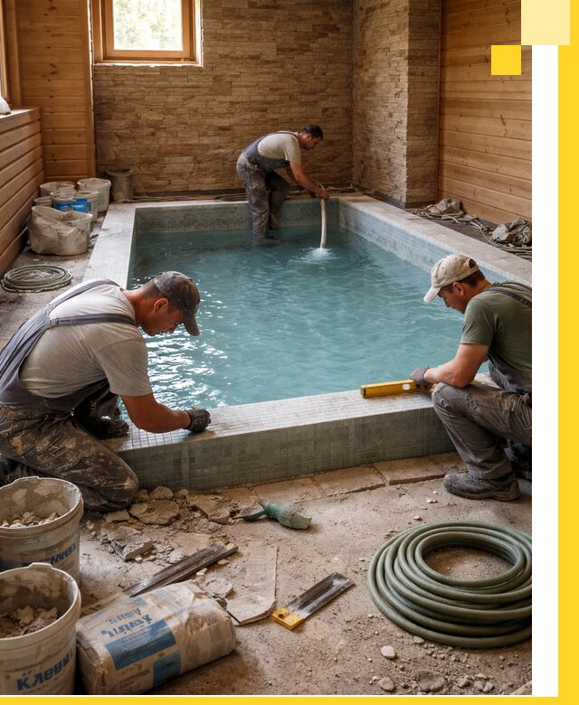 Проектирование и строительство бассейнов для бани в Феодосии