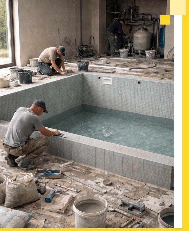 Строительство и монтаж бассейнов в помещении в Феодосии