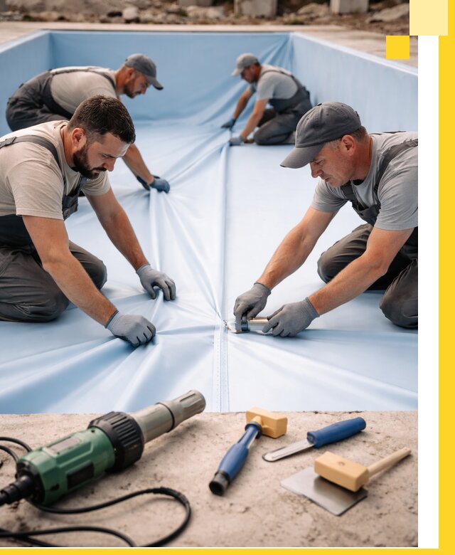 ПВХ пленка для бассейнов с монтажом и гарантией в Феодосии