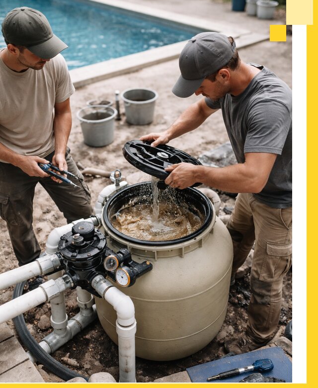 Установка и обслуживание песочных фильтров для бассейнов в Феодосии