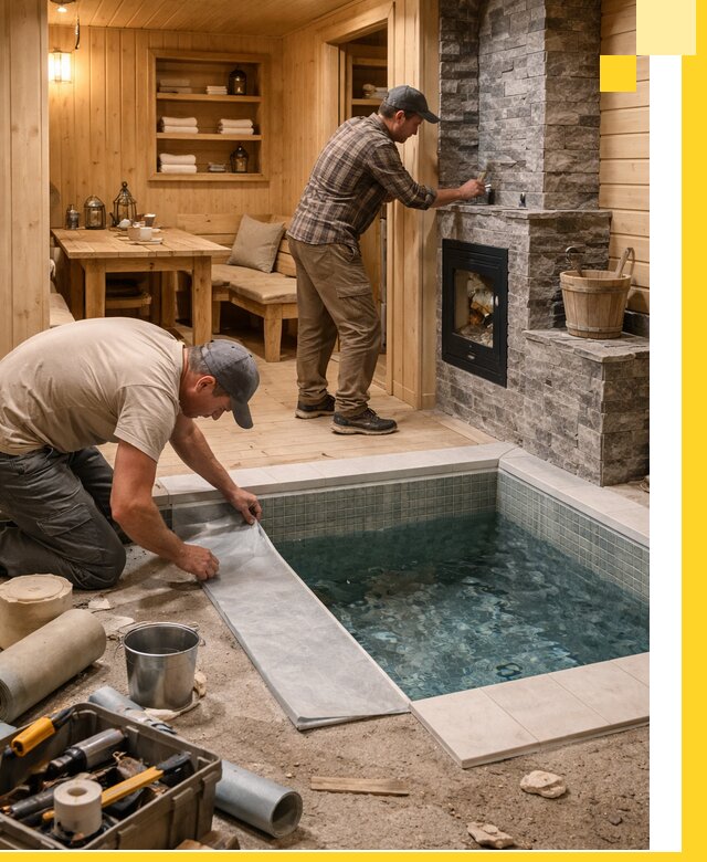 Строительство бань с комнатой отдыха под ключ в Феодосии