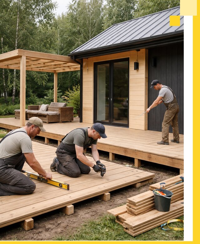 Строительство бань с террасой и бассейном под ключ в Феодосии