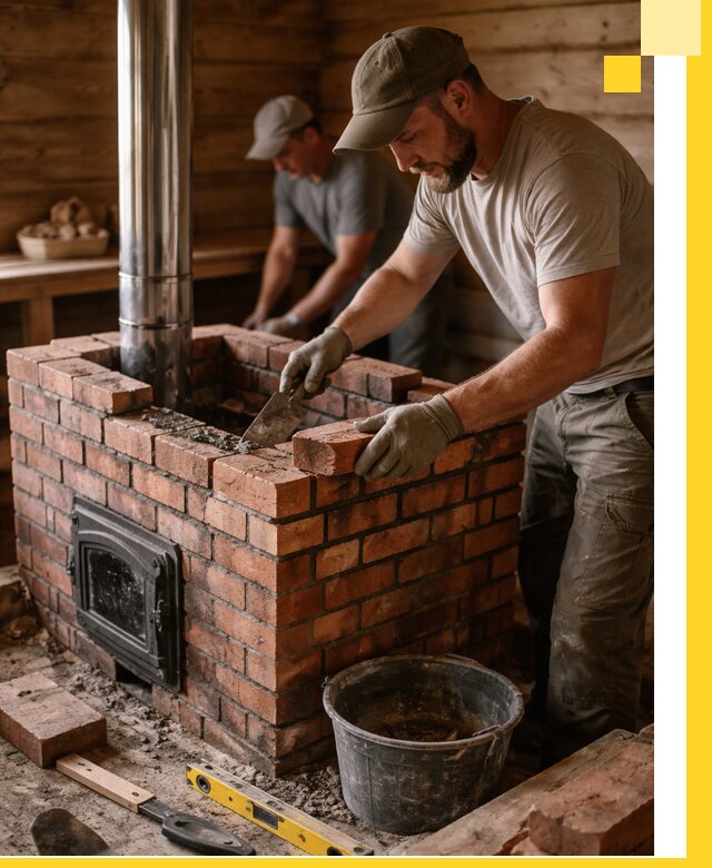 Кирпичные печи для бани под ключ в Феодосии, проект и монтаж