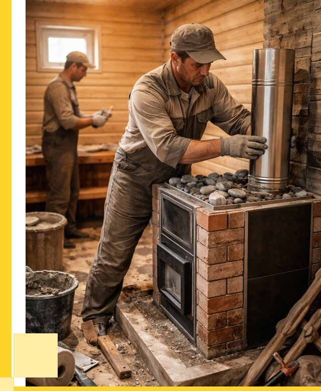 Монтаж печи в бане под ключ в Феодосии от 20316 р. | ЭриданФдс