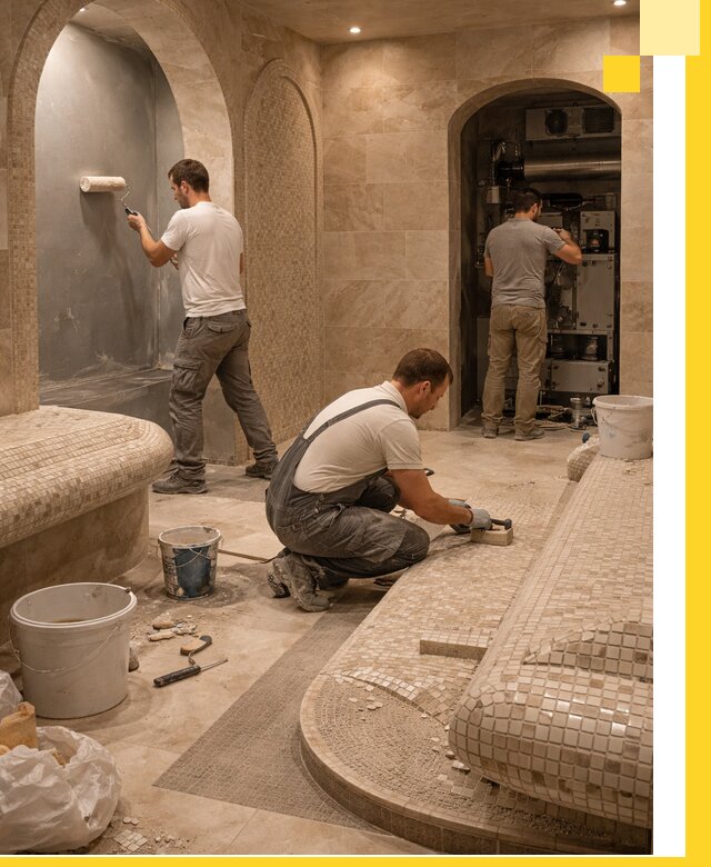 Строительство бани с хамамом и бассейном под ключ в Феодосии