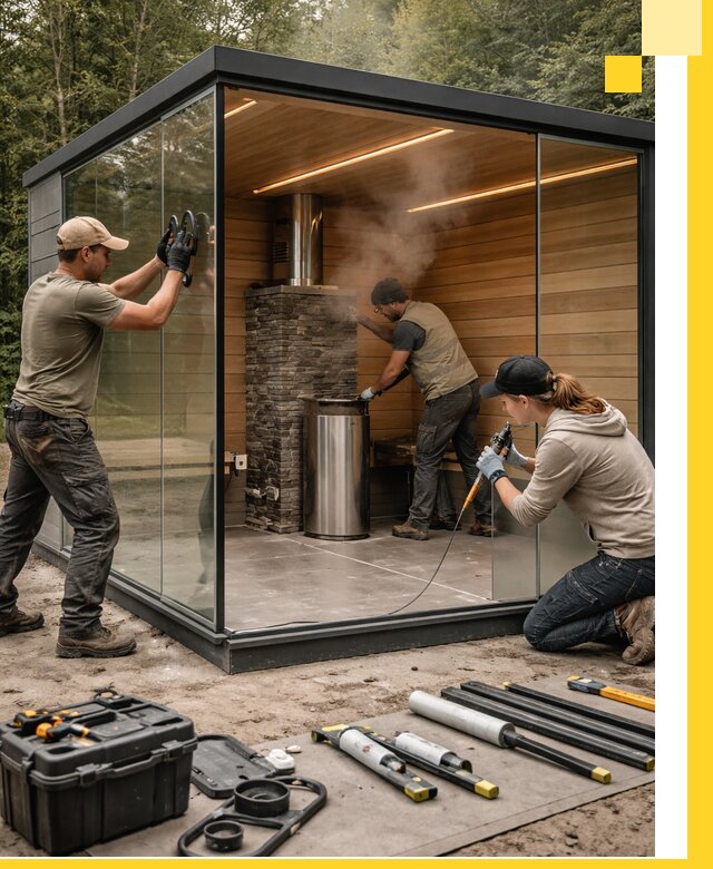 Проектирование и строительство стеклянных бань в Феодосии