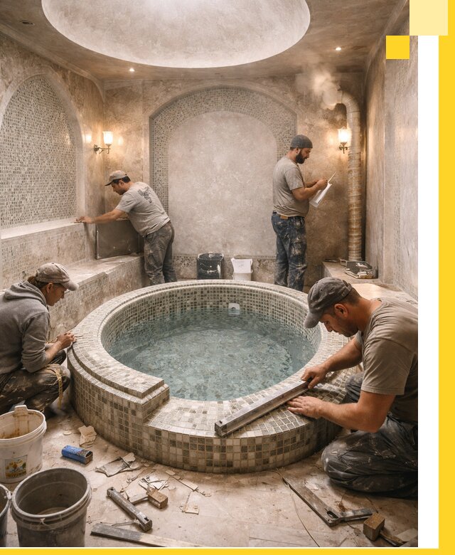 Профессиональное строительство хамама с бассейном в Феодосии под ключ