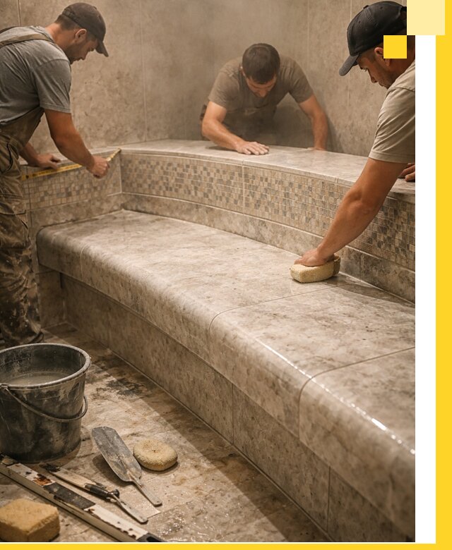 Изготовление и установка сидений для хамама в Феодосии